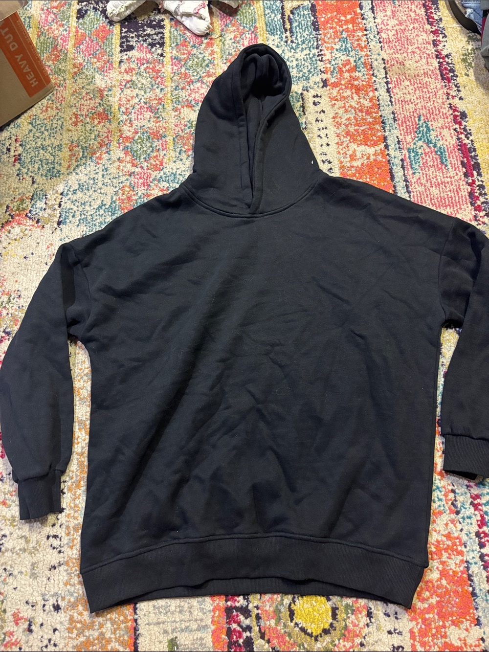 Black Hooded Pullover Sweatshirt